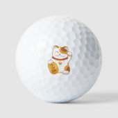 Japans Lucky Cat, Maneki Neko Luck Good Fortune Golfballen (Voorkant)