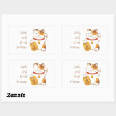 Japans Lucky Cat, Maneki Neko Luck Good Fortune Rechthoekige Sticker (Vel)