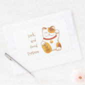 Japans Lucky Cat, Maneki Neko Luck Good Fortune Rechthoekige Sticker (Envelop)