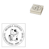 Japans Lucky Cat, Maneki Neko Round Address 3 Rubberstempel (Gestempeld)