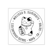 Japans Lucky Cat, Maneki Neko Round Address 3 Rubberstempel (Afrduk)