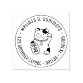 Japans Lucky Cat, Maneki Neko Round Address 3 Rubberstempel (Afrduk)