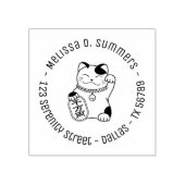 Japans Lucky Cat, Maneki Neko Round Address 4 Rubberstempel (Afrduk)