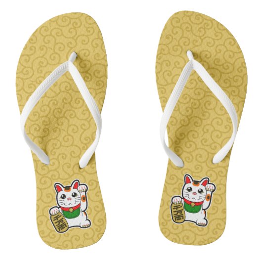Japans Lucky Cat-Maneki Neko Teenslippers (Voetbed)