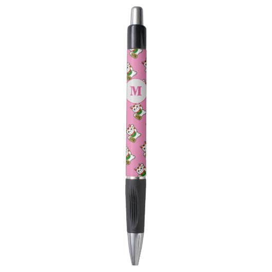 Japans Lucky Cat Monogram Pen (Voorkant Verticaal)