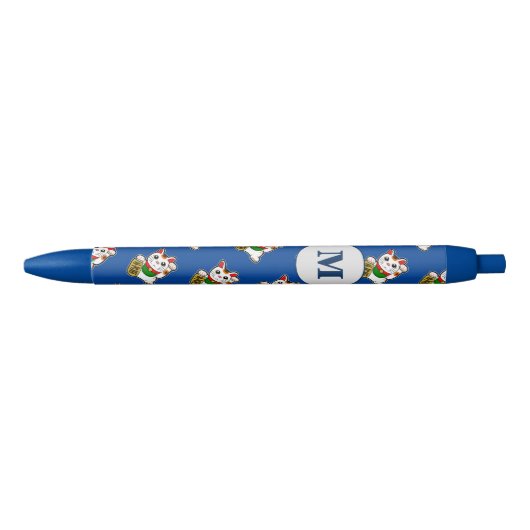 Japans Lucky Cat Monogram Zwarte Inkt Pen (Voorkant)