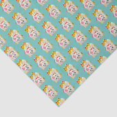 Japans Lucky Cat Pattern Blauwgroen Tissuepapier (Detail)