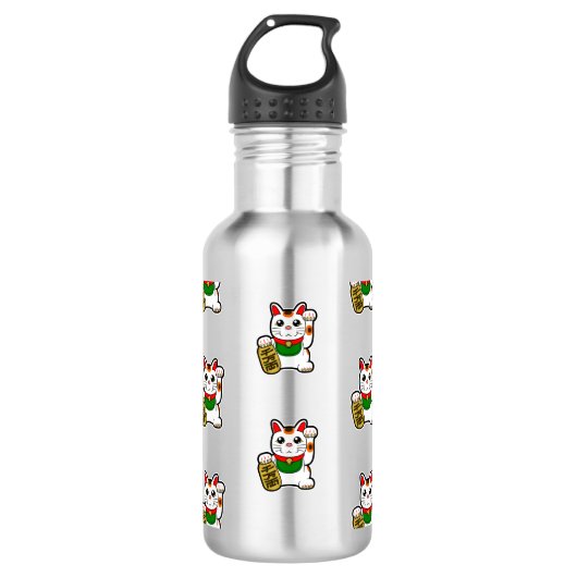 Japans Lucky Cat Pattern Waterfles (Voorkant)