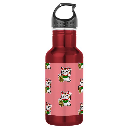 Japans Lucky Cat Pattern Waterfles (Voorkant)