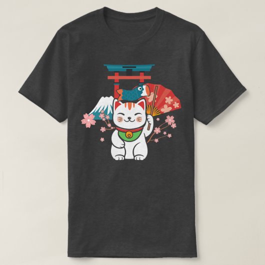 Japans Lucky Cat Sakura Torii T-shirt (Design voorkant)