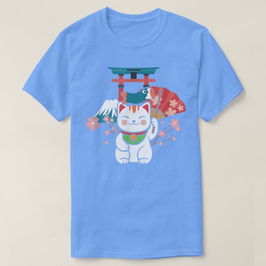 Japans Lucky Cat Sakura Torii T-shirt (Design voorkant)