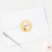 Japans Lucky White Cat, Maneki Neko Ronde Sticker (Envelop)