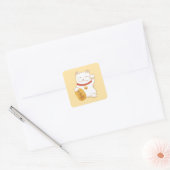 Japans Lucky White Cat, Maneki Neko Vierkante Sticker (Envelop)