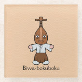 Japans Lute Man Biwa-bokuboku: Cartoon Yokai Glazen Onderzetter (Voorkant)