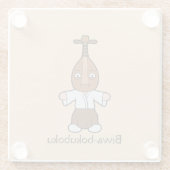 Japans Lute Man Biwa-bokuboku: Cartoon Yokai Glazen Onderzetter (Achterkant)