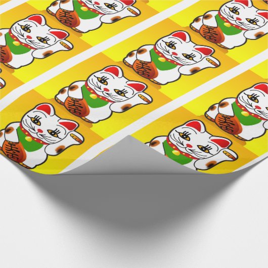 Japans Maneki Neko Cat Wrapping Paper Cadeaupapier (Hoek)