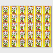 Japans Maneki Neko Cat Wrapping Paper Cadeaupapier (Vlak)