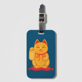 Japans Maneki Neko Gold Cat, symbool voor rijkdom Bagagelabel (Voorkant (verticaal))