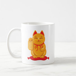 Japans Maneki Neko Gold Cat, symbool voor rijkdom Koffiemok
