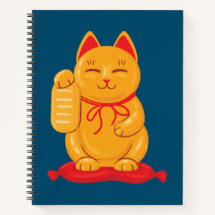Japans Maneki Neko Gold Cat, symbool voor rijkdom Notitieboek