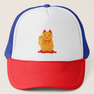 Japans Maneki Neko Gold Cat, symbool voor rijkdom Trucker Pet
