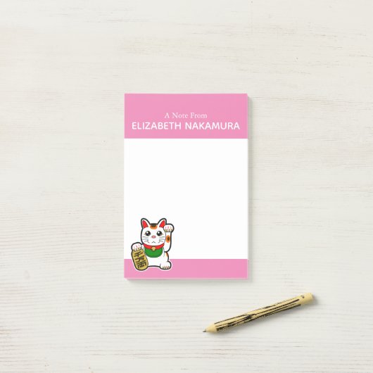 Japans "Maneki Neko" Lucky Cat Post-it® Notes (Op bureau)