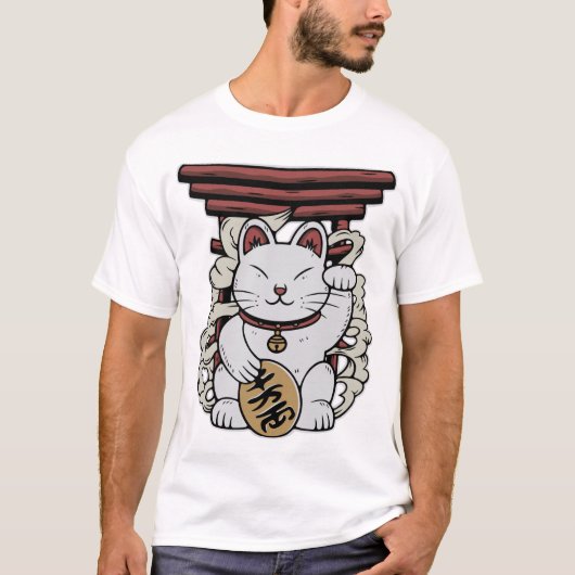 Japans Maneki-Neko Lucky Cat T-shirt (Voorkant)
