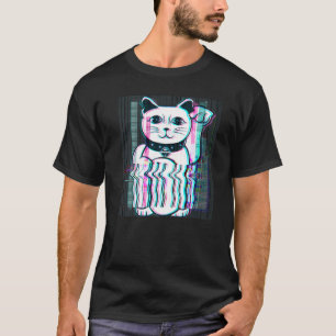 Japans Maneki Neko Lucky Cat Vaporwave Japan Aes T-shirt