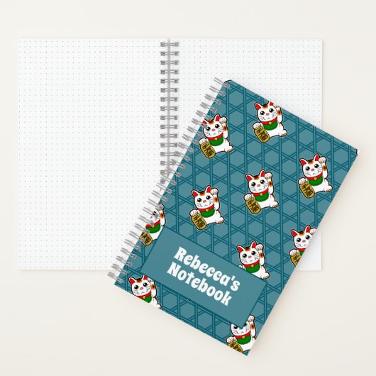 Japans Maneki Neko Lucky Kat Patroon Notitieboek (Binnen)