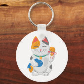 Japans Maneki Neko White Cat, gelukssymbool Sleutelhanger (Achterkant)