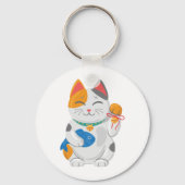 Japans Maneki Neko White Cat, gelukssymbool Sleutelhanger (Achterkant)