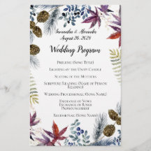 Japans Maple Floral Waterverf Wedding Programme
