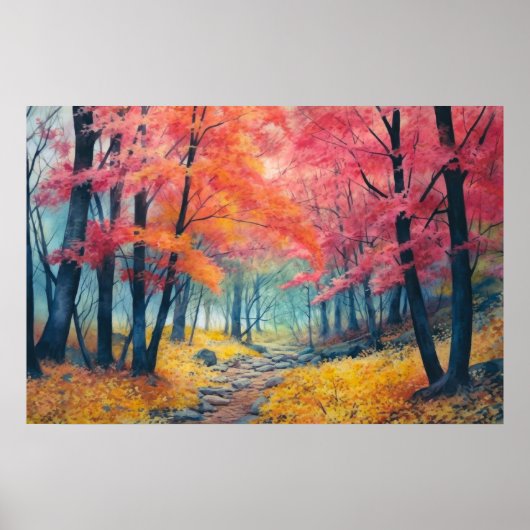 Japans Maple Forest Retreat Waterverf Poster (Voorkant)