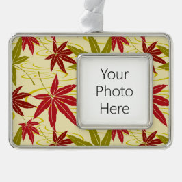 JAPANS MAPLE LEAF (CREME) VERZILVERD OMLIJST ORNAMENT