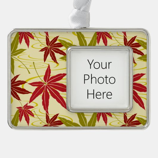 JAPANS MAPLE LEAF (CREME) VERZILVERD OMLIJST ORNAMENT (Voorkant)