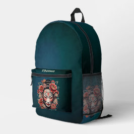 Japans masker versierd met bloemen bedrukte rugzak