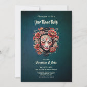 Japans masker versierd met bloemen. kaart (Voorkant)