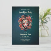 Japans masker versierd met bloemen. kaart (Staand voorkant)