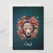 Japans masker versierd met bloemen. kaart (Achterkant)