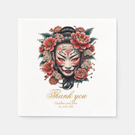 Japans masker versierd met bloemen servet