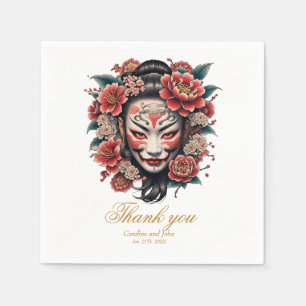 Japans masker versierd met bloemen servet