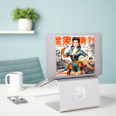 japans mechanisch meisje sticker (Laptop op bureau)