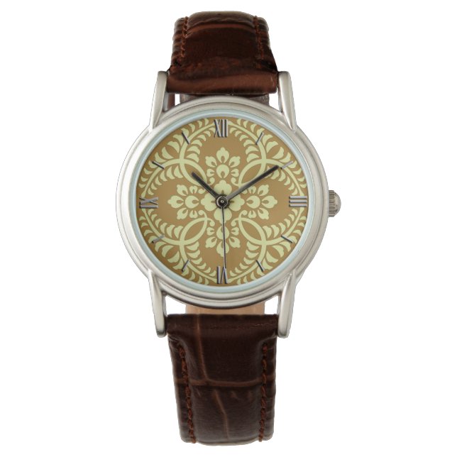 Japans Medaillonpatroon, Mosterdgeel Horloge (Voorkant)