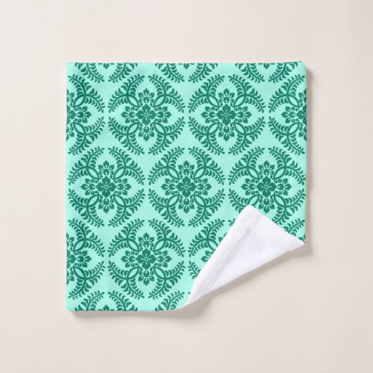 Japans Medallion Pattern, Aqua en Turquoise Bad Handdoek (Wasdoekje)