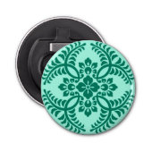 Japans Medallion Pattern, Aqua en Turquoise Button Flesopener (Voorkant)
