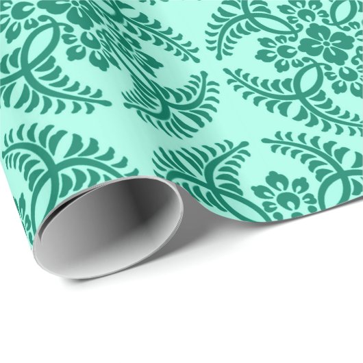 Japans Medallion Pattern, Aqua en Turquoise Cadeaupapier (Rol Hoek)