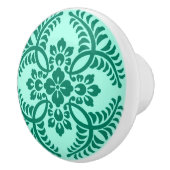 Japans Medallion Pattern, Aqua en Turquoise Keramische Knop (Rechts)