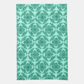 Japans Medallion Pattern, Aqua en Turquoise Ki Theedoek (Verticaal)