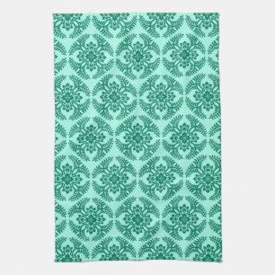 Japans Medallion Pattern, Aqua en Turquoise Ki Theedoek