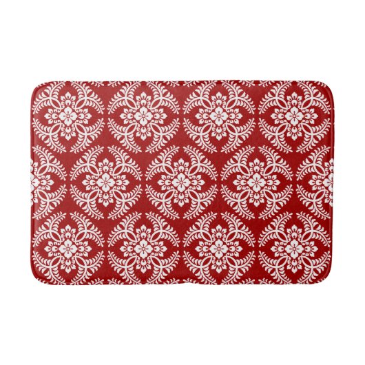 Japans Medallion Pattern, Deep Red en White Badmat (Voorkant)
